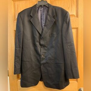 Jones New York Sport Coat Blazer Wool Silk Black Jacket Men Size 44L Four Button
